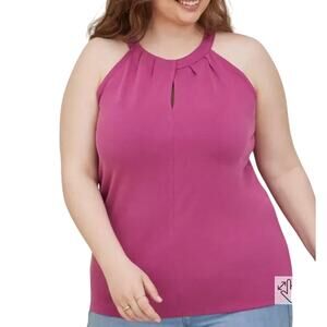 NWT! Torrid Knit Cupro High Neck Twist Top Plus Size Pink Halter 1x 14 16